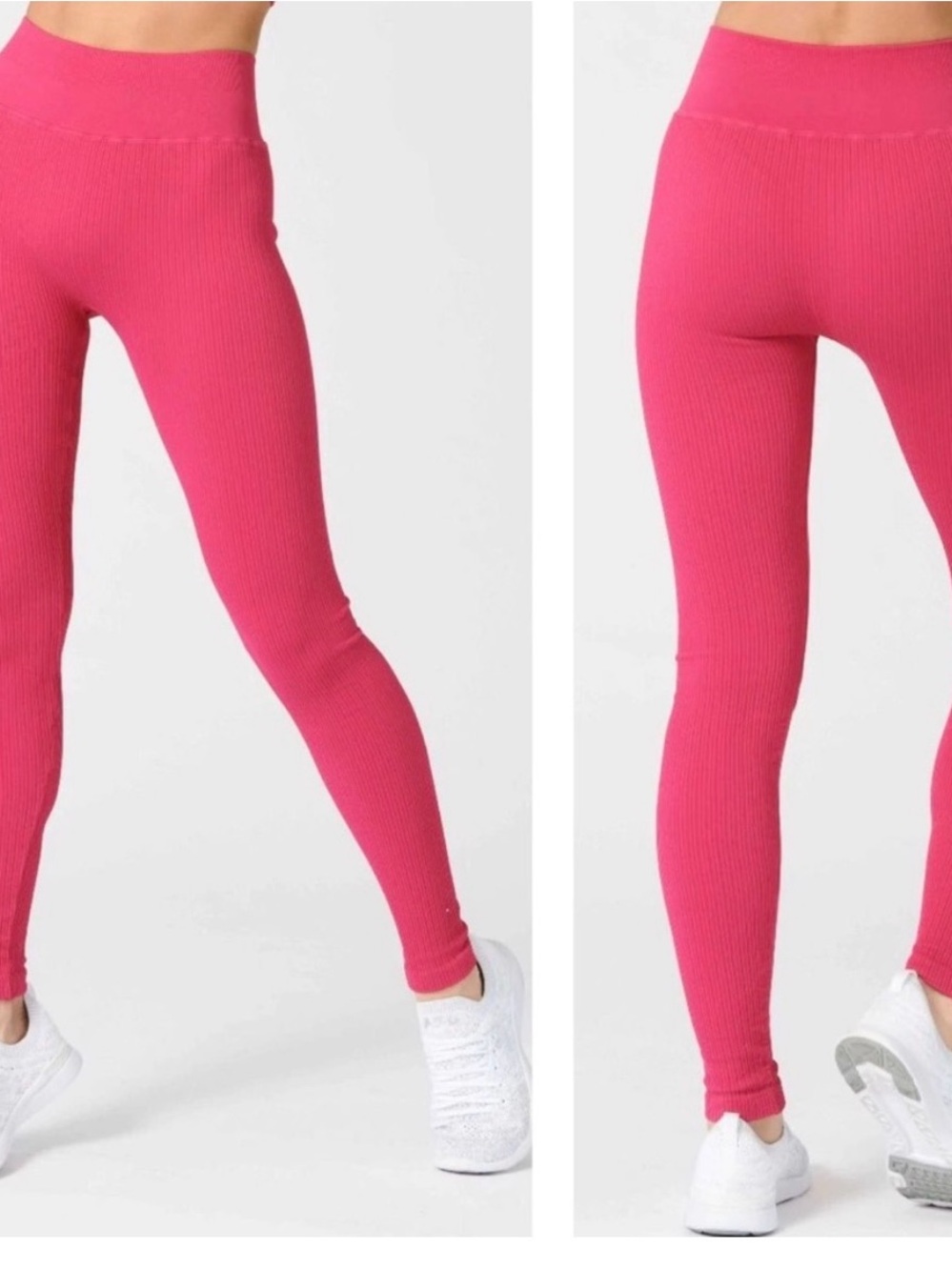 NUX Seamless Ribbed High-Waist Leggings - Punch Pink NWT